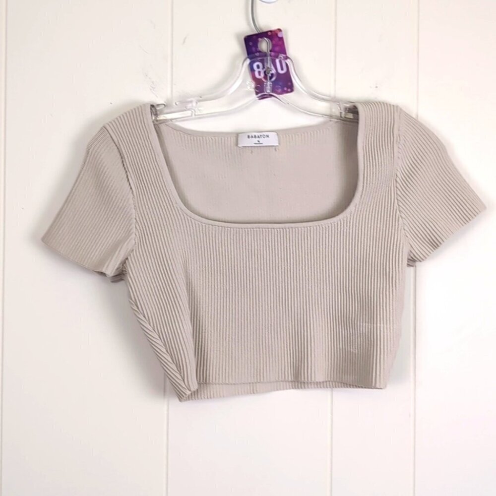 Aritzia babaton sculpt knit square neck crop tee - Picture 2 of 5